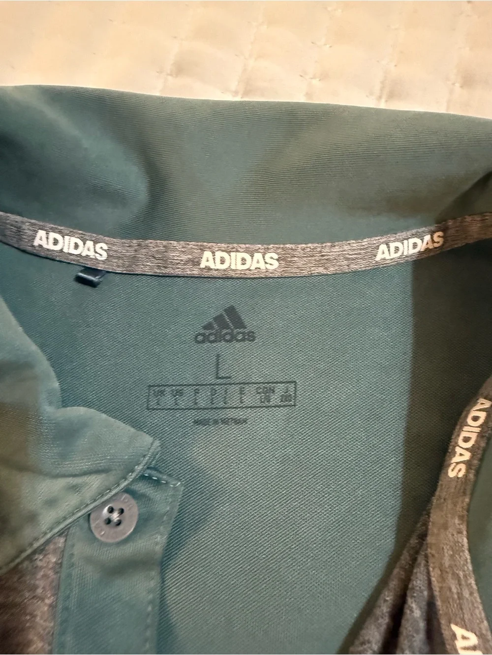 Adidas Men’s Teal Polo with White Chest Stripe -Large
